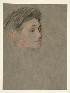 Cabeza de mujer, cabello negro, para Coronación de Edw. VII de Edwin Austin Abbey
