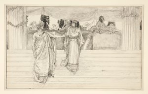 Hermione ruega a Polixenes - Acto I, Escena II, El Invierno de Edwin Austin Abbey