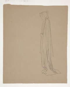 figura encapuchada (anverso); estudio de una figura masculina (verso) de Edwin Austin Abbey