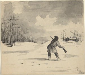 Cazadora en la nieve de Edwin Austin Abbey