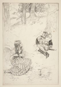Bufón y mujer, boceto de The Daffodil Song