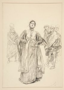 Katharina, ilustración del Acto I, Escena i, La fierecilla domada de Edwin Austin Abbey