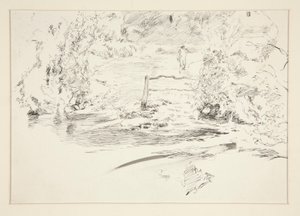 paisaje con figura de Edwin Austin Abbey