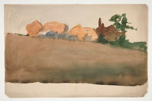 paisaje con casas en la distancia de Edwin Austin Abbey