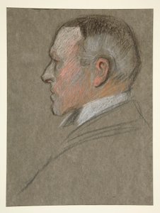 Cabeza de hombre de perfil izquierdo, para Coronación de Edw. VII de Edwin Austin Abbey