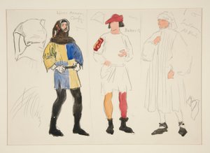 Traje de lino, Traje de panadero, Caballero: boceto de vestuario para Henry Irving de Edwin Austin Abbey