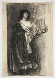 Hombre en traje renacentista - (¿ilustración no identificada para una obra de Shakespeare?) de Edwin Austin Abbey