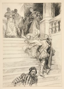 Petruchio se lleva a su novia, del Acto III, Escena ii, La fierecilla domada de Edwin Austin Abbey