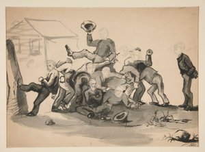 Montón de hombres: caricatura de de Edwin Austin Abbey