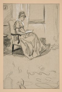 Retrato de la Sra. Abbey, leyendo de Edwin Austin Abbey