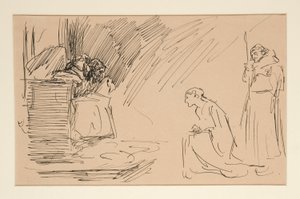 Boceto preliminar del Acto II, Escena I, Todos de Edwin Austin Abbey