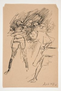 Boceto preliminar del Acto IV, Escena III, Todos de Edwin Austin Abbey