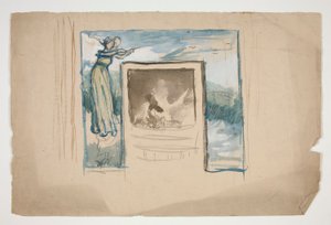 Boceto preliminar para un marco de chimenea de azulejos de Edwin Austin Abbey