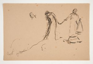 Boceto preliminar de Helena y Lafeu para el Acto IV, Escena III, Todos de Edwin Austin Abbey