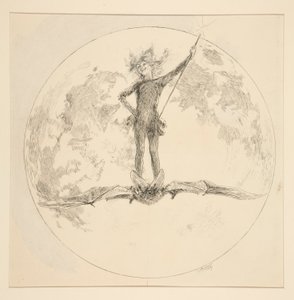 Puck, ilustración del Acto II, Escena II, Una noche de verano de Edwin Austin Abbey