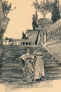 Escena de Mucho ruido y pocas nueces, c1890 de Edwin Austin Abbey