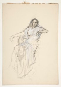 Señora sentada, boceto de una obra de Shakespeare no identificada de Edwin Austin Abbey
