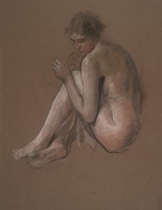 Figura femenina desnuda sentada. de Edwin Austin Abbey