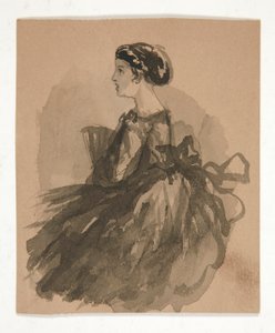 Mujeres sentadas (anverso); Cinco bocetos de cabezas (verso) de Edwin Austin Abbey