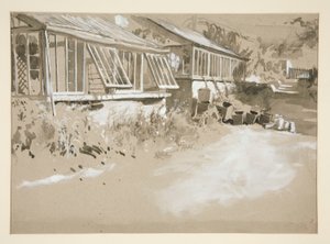 chozas y arbustos de Edwin Austin Abbey