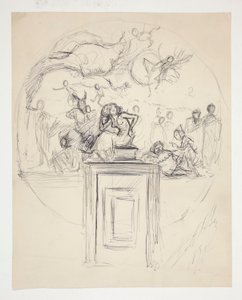 Boceto para un mural sobre la jamba de una puerta - no identificado de Edwin Austin Abbey