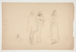 Boceto de tres hombres, de Merchant of Venice de Edwin Austin Abbey