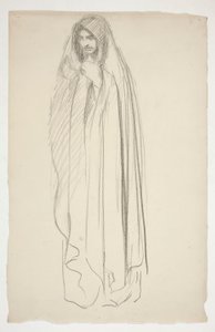 Boceto de una figura femenina encapuchada para las Tres Marías en la Cruz de Edwin Austin Abbey
