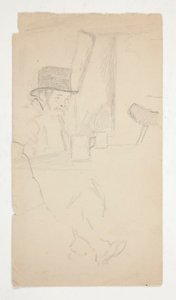 Bosquejo de un lisiado sentado a la mesa en el bar de Edwin Austin Abbey