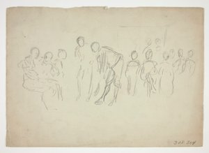 Bosquejo de una multitud - ilustración no identificada de Edwin Austin Abbey