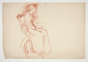 Bosquejo de una figura femenina, sentada - ilustración no identificada de Edwin Austin Abbey