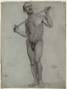 Boceto de un desnudo masculino (dibujo de estudio)
