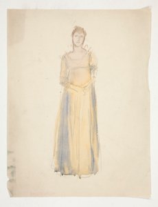 Boceto de una mujer (vestida de amarillo): ¿estudio de vestuario para una obra de teatro? de Edwin Austin Abbey
