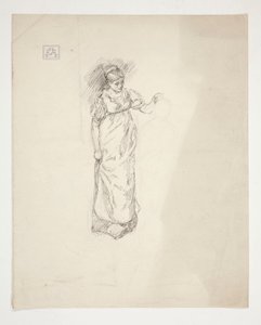 Bosquejo de una mujer - ilustración no identificada de Edwin Austin Abbey