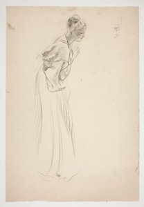 Bosquejo de una mujer, encorvada y rezando de Edwin Austin Abbey