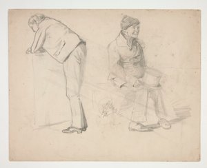 Bosquejo de dos hombres - ilustración no identificada de Edwin Austin Abbey