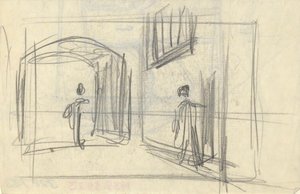 Escena callejera con figuras (anverso); Estudio de arquitectura (verso) de Edwin Austin Abbey