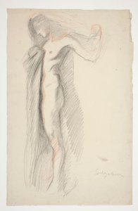 Estudio de la figura de las 6 pm, para el mural The Hours en el edificio del Capitolio Estatal en Harrisburg, Pensilvania de Edwin Austin Abbey