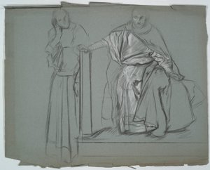 Estudio para rey y asistentes en Hamlet de Edwin Austin Abbey