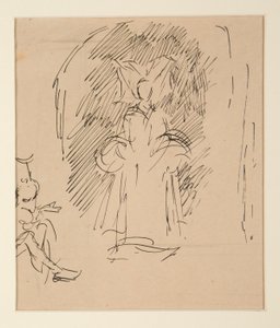 Estudio para Sacerdote y la Gran Dama (acuarela) de Edwin Austin Abbey