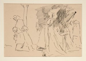 Estudio para Sacerdote y la Gran Dama (acuarela) de Edwin Austin Abbey