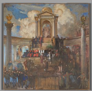 Estudio para La apoteosis de Pensilvania, Cámara de Representantes, Capitolio del Estado de Pensilvania, Harrisburg de Edwin Austin Abbey