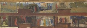 Estudio para La búsqueda y el logro del Santo Grial, Sala de entrega de libros, Biblioteca Pública de Boston de Edwin Austin Abbey