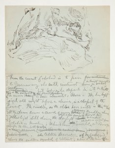Estudio para La búsqueda del Santo Grial (serie de quince pinturas para la Biblioteca Pública de Boston, completada en 1901): estudio de cortinas de Edwin Austin Abbey