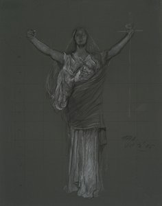 Estudio para la figura alegórica de Law, rondel en la rotonda del edificio del capitolio del estado de Pensilvania, Harrisburg, 1902-1911 de Edwin Austin Abbey