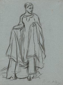 Estudio para mujer vestida, estudio de figuras para La búsqueda del Santo Grial (serie de 15 pinturas para la Biblioteca Pública de Boston, completada en 1901) de Edwin Austin Abbey