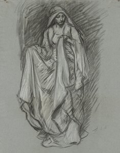 Estudio para mujer vestida, estudio de figuras para La búsqueda del Santo Grial (serie de 15 pinturas para la Biblioteca Pública de Boston, completada en 1901) de Edwin Austin Abbey