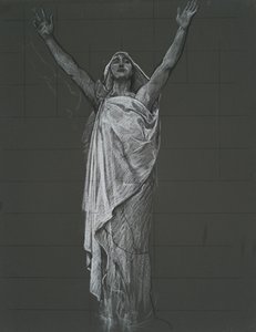 Estudio para la figura de Religión rondel en la rotonda del edificio del capitolio estatal en Harrisburg, Pensilvania, 1902-1911 de Edwin Austin Abbey