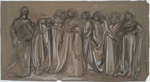 Estudio para las virtudes cautivas, figura estudio para de Edwin Austin Abbey