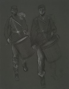Estudio para las figuras de dos tamborileros de la Guerra Civil, en