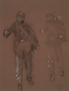 Estudio para las figuras de dos soldados de la Guerra Civil, en